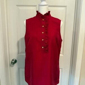Talbots Red Sleeveless Ruffle Blouse